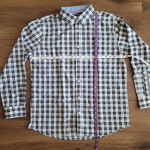 Alimens & Gentle Mens L Black Plaid Button Down Shirt Pocket Long Sleeve - Picture 4 of 12